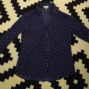 Navy blue button down with anchors